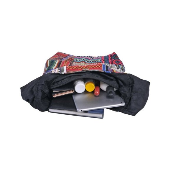 Patched Graphic Printed Cotton Hippie Hobo Bag - Picture 4 of 7